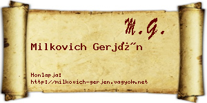 Milkovich Gerjén névjegykártya